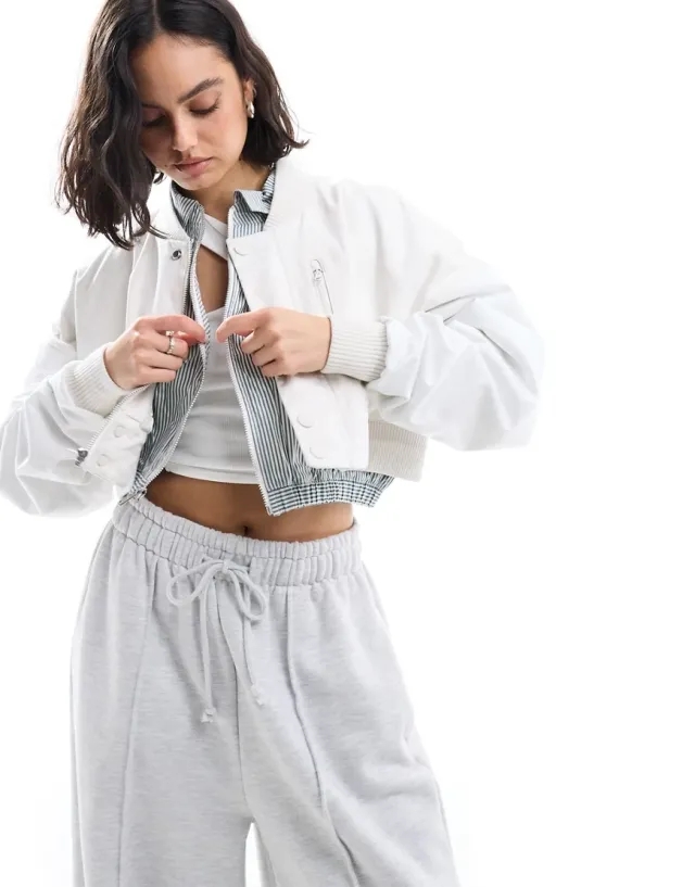 Nike Mdc Cropped Woven Bomber Jacket In White