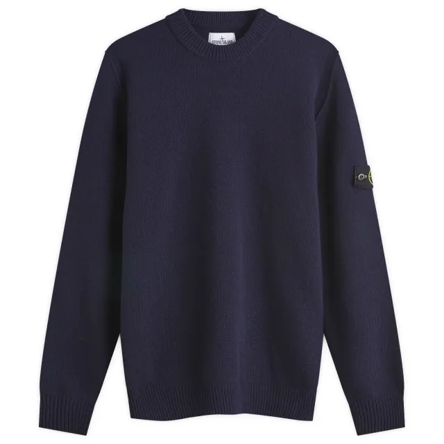 Stone Island Men's Reverse Seam Lambswool Crew Neck Jumper Navy Blue