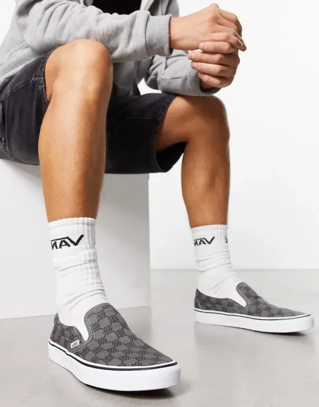 Vans Slip-On trainers in monogram grey