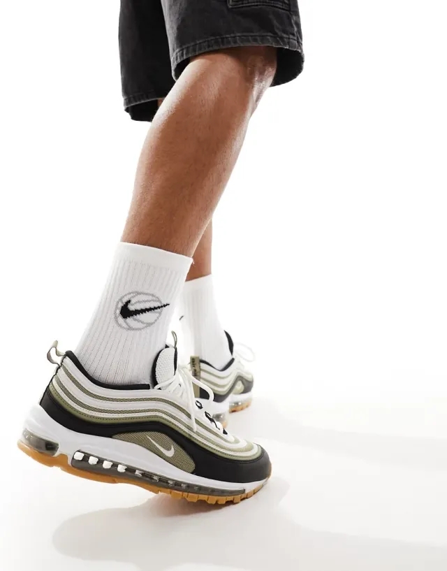 Nike Air Max 97 trainers in stone and black-Neutral