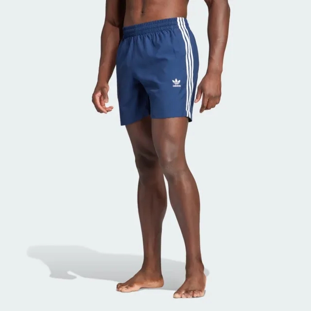adidas Originals trefoil three stripe swim shorts in navy