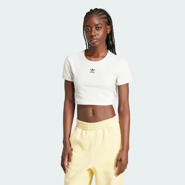 adidas Originals Womens Essentials Rib T-Shirt - White - Size XS - White