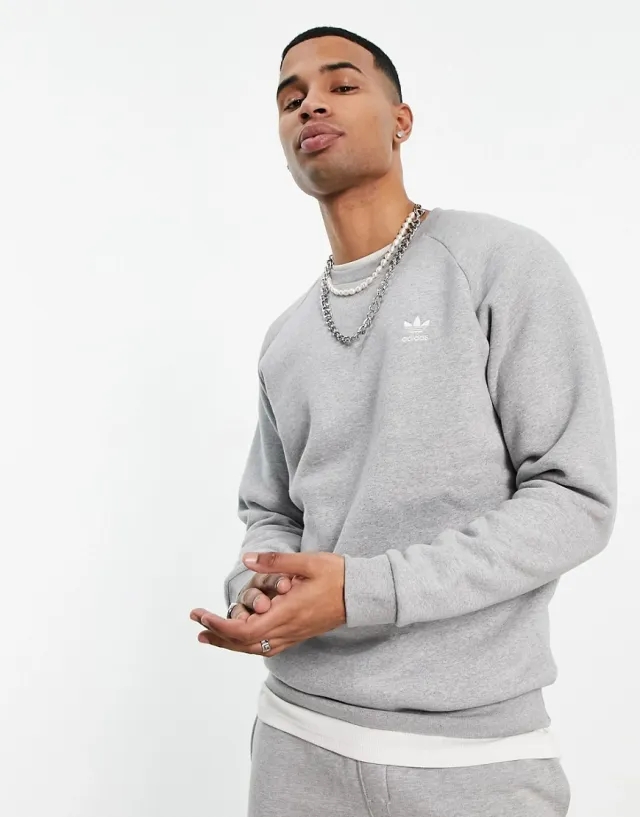Adidas Originals Essentials Sweatshirt In Grey-White