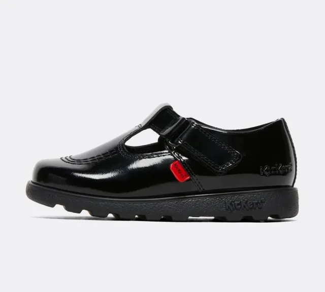 Kickers Nursery Fragma T-Bar Patent Shoe - Black - Size 6 - Black
