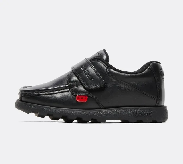 Kickers Nursery Fragma 1 Strap Leather Shoe - Black - Size 7 - Black