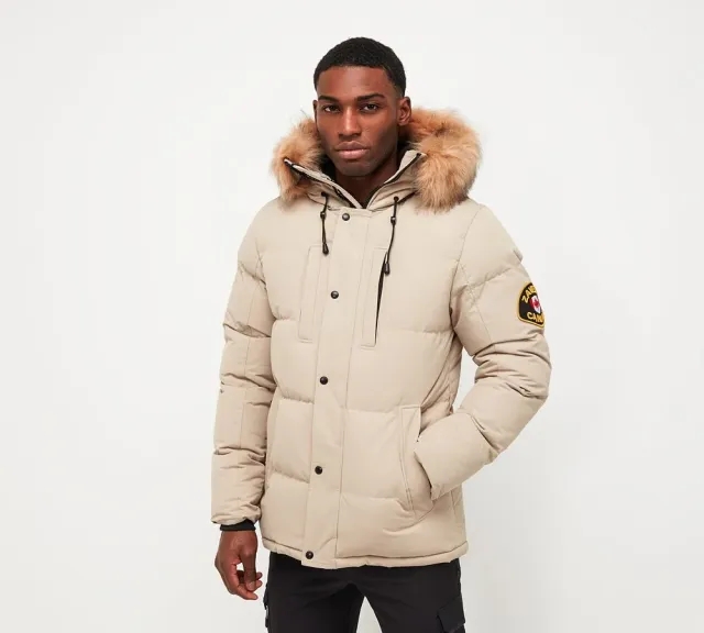 Zavetti Canada Oshawa 2.0 Puffer Parka Jacket - Beige - Size M - Beige