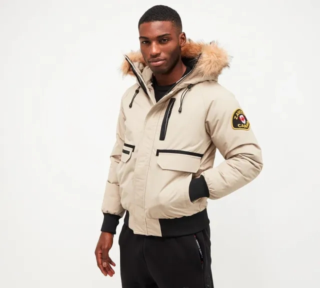 Zavetti Canada Abelli 2.0 Hooded Bomber Jacket - Stone - Size 2XL - Beige
