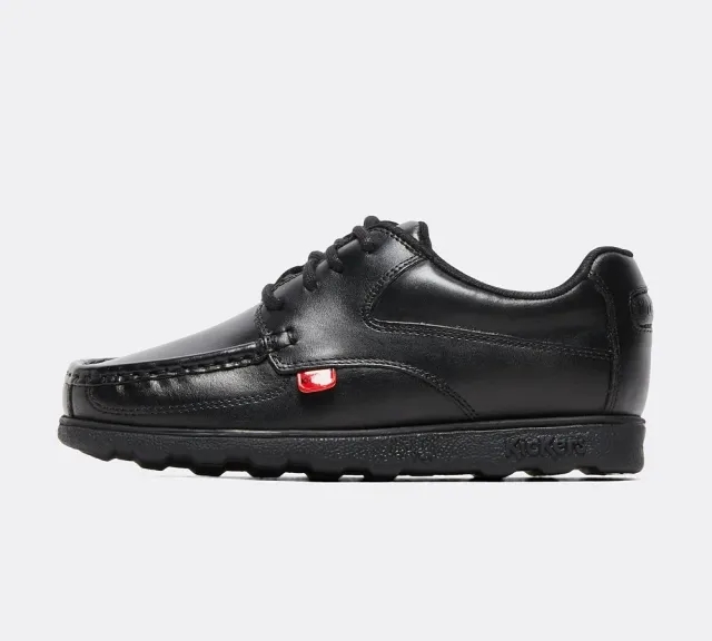 Kickers Infant Fragma Lace 4 Eyelet Leather Shoe - Black - Size 1 - Black
