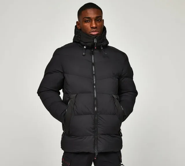 Zavetti Canada Zeoti Puffer Parka Jacket - Black - Size M - Black