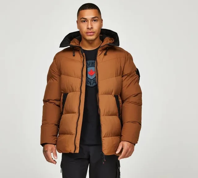 Zavetti Canada Zeoti Puffer Parka Jacket - Brown - Size XS - Brown
