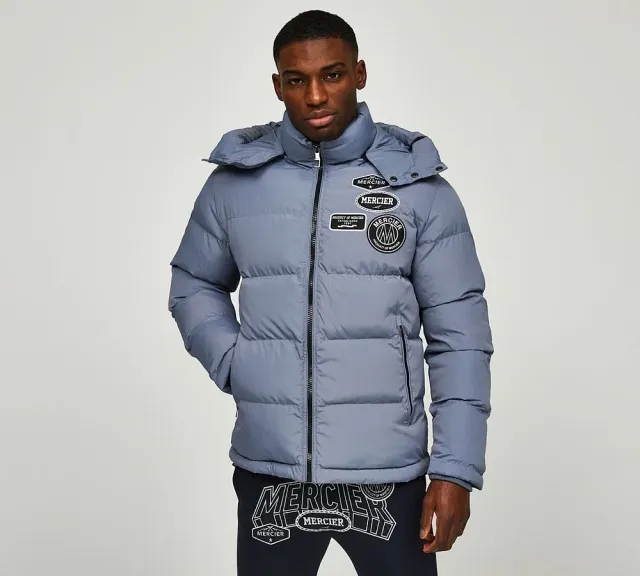 Mercier Bronx Mono Badge 2.0 Puffer Jacket - Grey - Size L - Grey