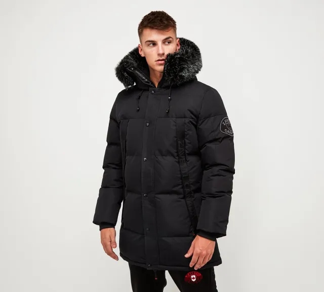 Zavetti Canada Aylmer Long Puffer Parka Jacket - Black - Size M - Black