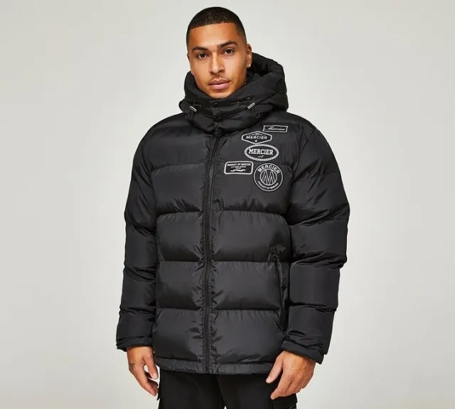 Mercier Bronx Mono Badge 2.0 Puffer Jacket - Black - Size S - Black
