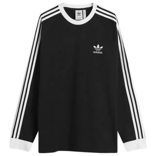 adidas Originals 3 Stripe Long Sleeve T-Shirt - Black / White