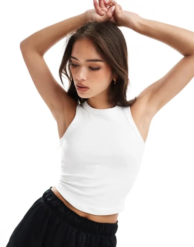 Nike Womens One Fitted Dri-FIT Crop Tank Top - White - Size XS - White