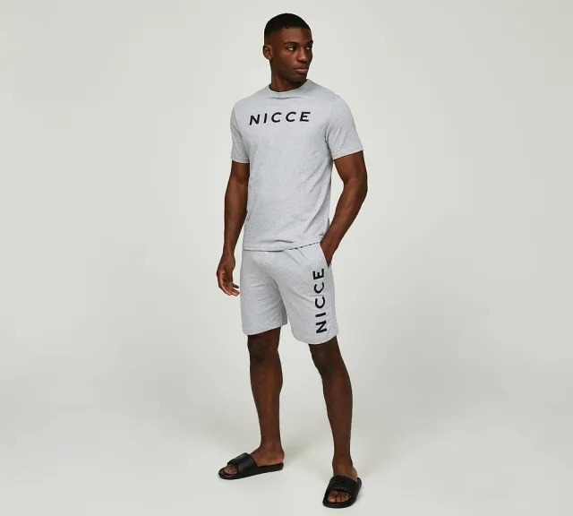 Nicce Rowan T-Shirt and Short Set - Grey - Size M - Grey