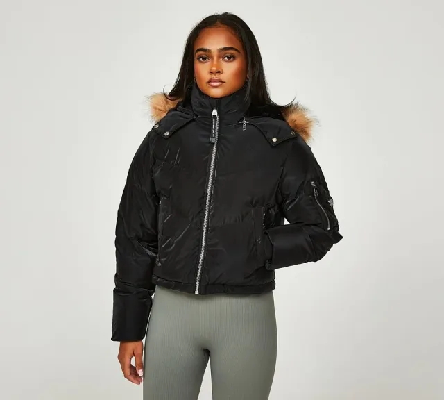 Alessandro Zavetti Womens Alberelli Crop Puffer Jacket - Black - Size XL - Black