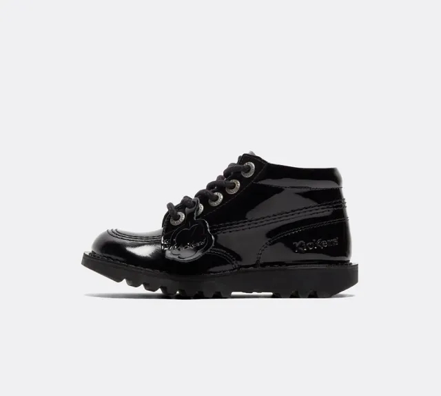 Kickers Infant Kick Hi Patent Zip Shoe - Black - Size 13 - Black