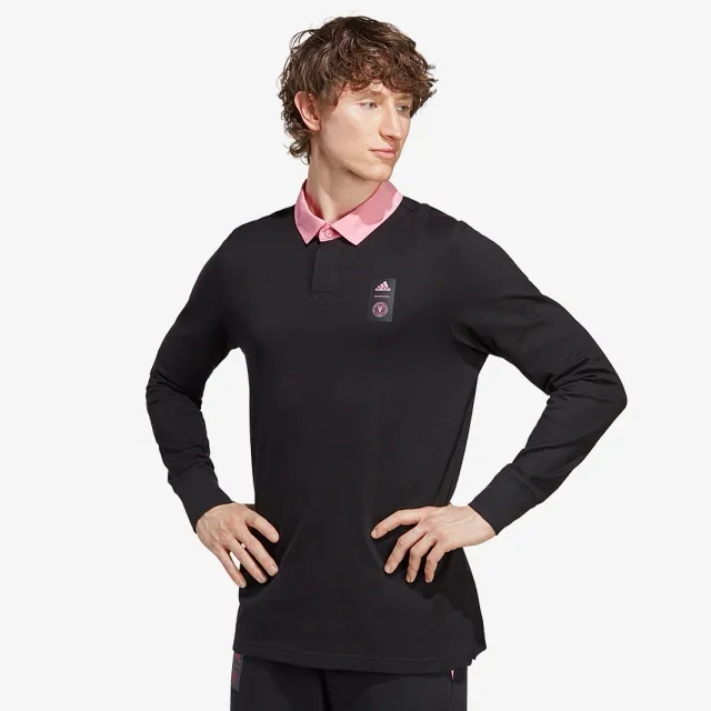 adidas Inter Miami Travel Long Sleeve Polo Shirt - Black