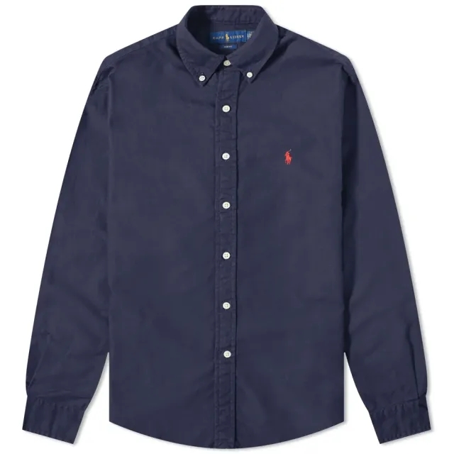 Polo Ralph Lauren Men's Slim Fit Garment Dyed Button Down Shirt Royal Navy
