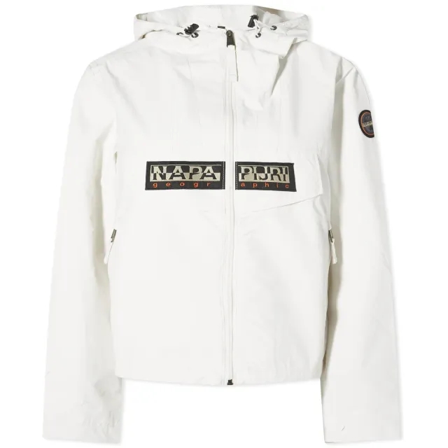 Napapijri Women's Zip Rainforest Windbreaker Jacket White Whisper
