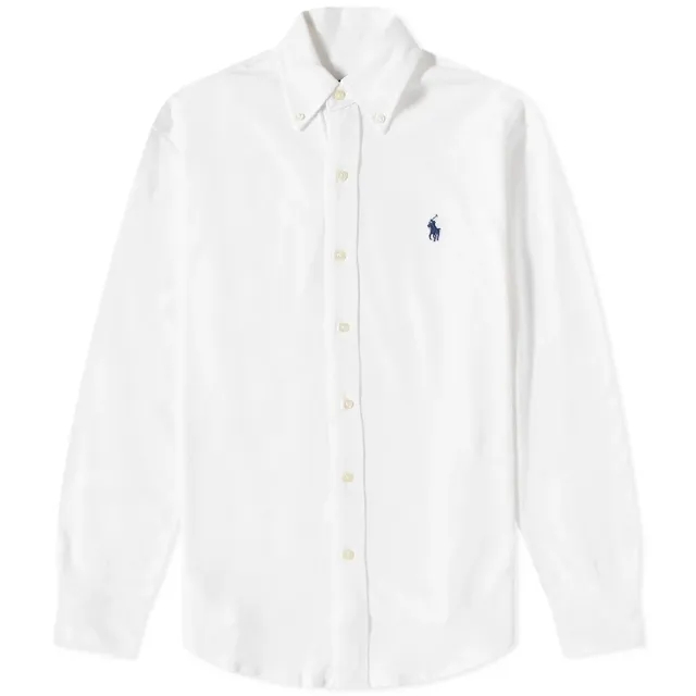Polo Ralph Lauren Men's Slim Fit Button Down Pique Shirt White