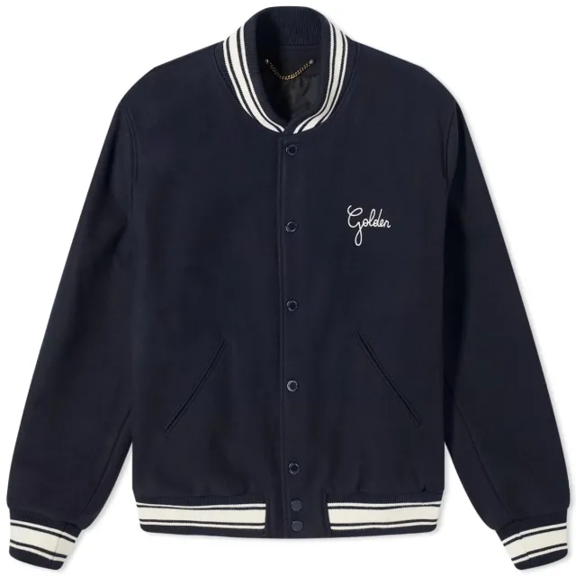 Golden Goose Men's Wool Bomber Jacket Dark Blue