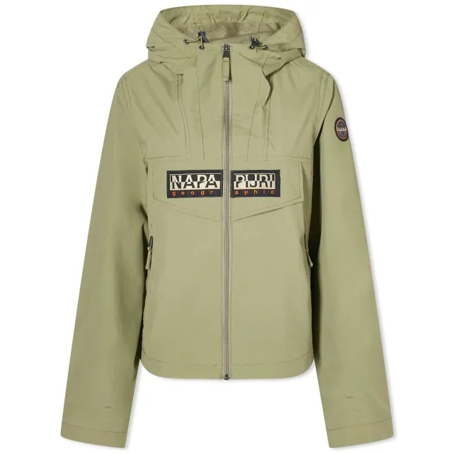 Napapijri Women's Zip Rainforest Windbreaker Jacket Green Lichen