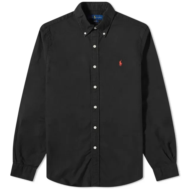 Polo Ralph Lauren Men's Slim Fit Garment Dyed Button Down Shirt Polo Black