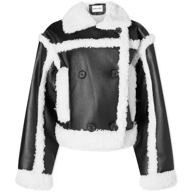 Stand Studio Women's Kristy Faux Shearling Jacket Black/Off White