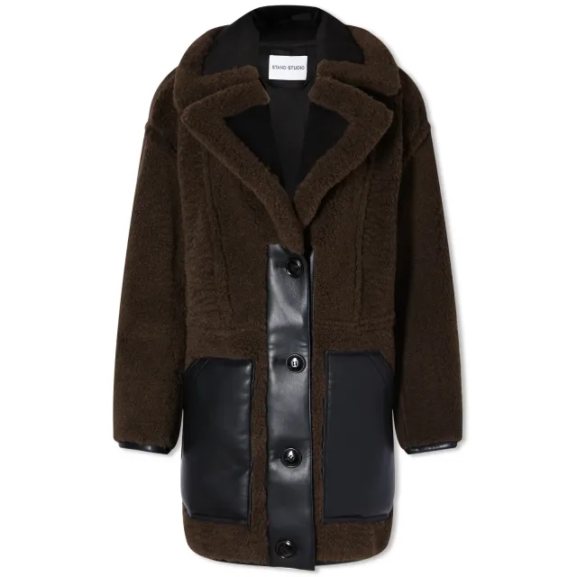Stand Studio Women's Tory Faux Shearling Jacket Ash Brown/Black