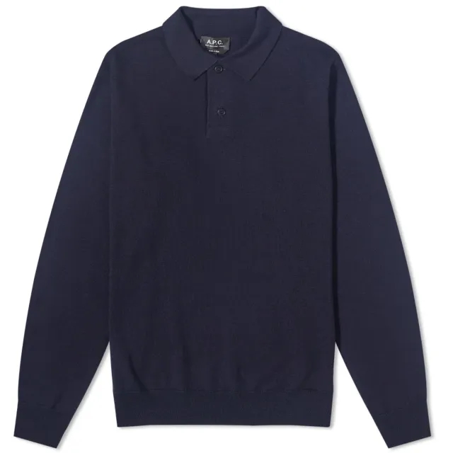 Asics A.P.C. Men's Jerry Long Sleeve Knit Polo Dark Navy