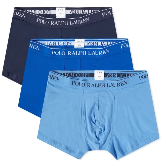 Polo Ralph Lauren Men's Cotton Trunk - 3 Pack Navy/Sapphire Star/Blue