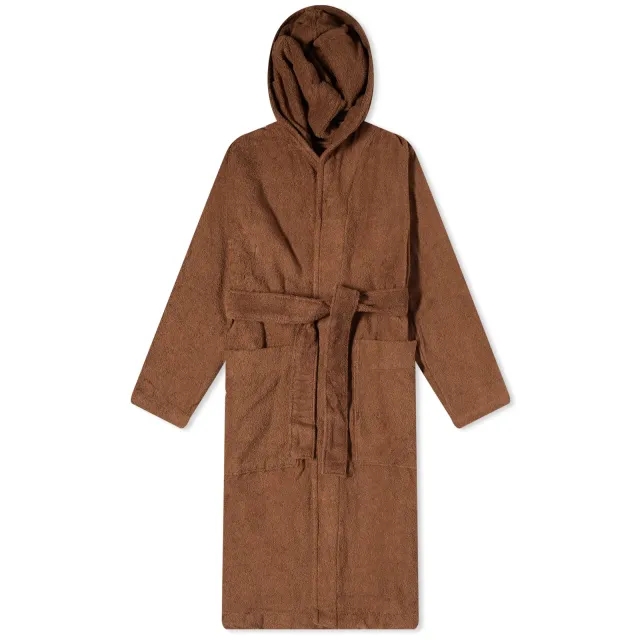 Tekla Fabrics Terry Hooded Bathrobe Kodiak Brown