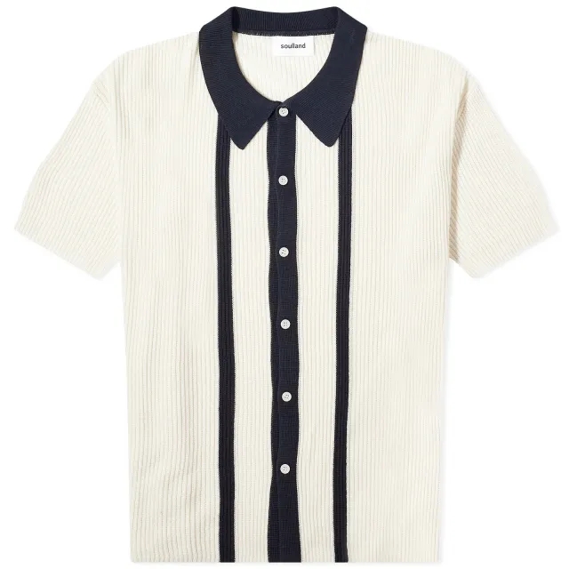 Soulland Men's Ciel Short Sleeve Knitted Polo Off White