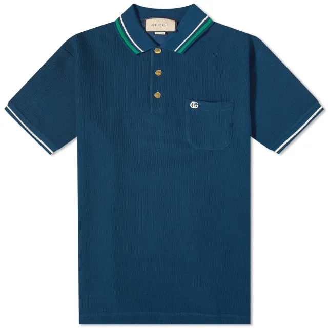 Gucci Men's Tipped Logo Polo Ink