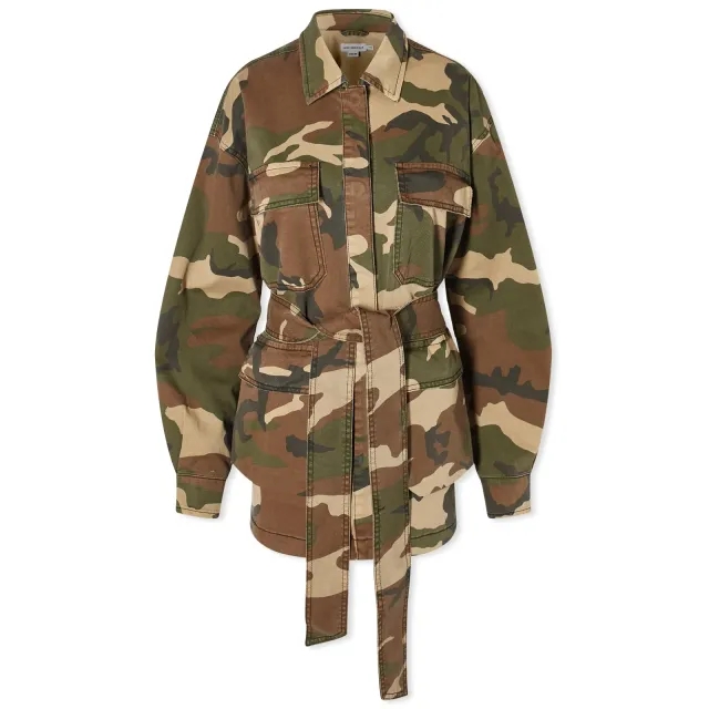 Good American Women's Uniform Cargo Camo Jacket Fatigue Green