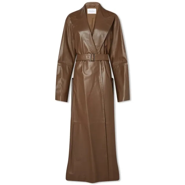 Max Mara Women's Aiello Leather Longline Jacket Tobacco