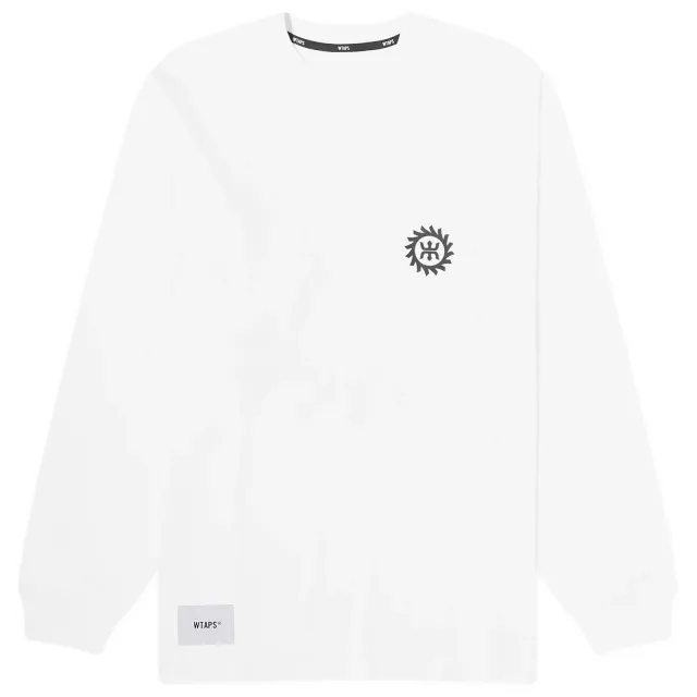 WTAPS Men's 19 Long Sleeve Printed T-Shirt White