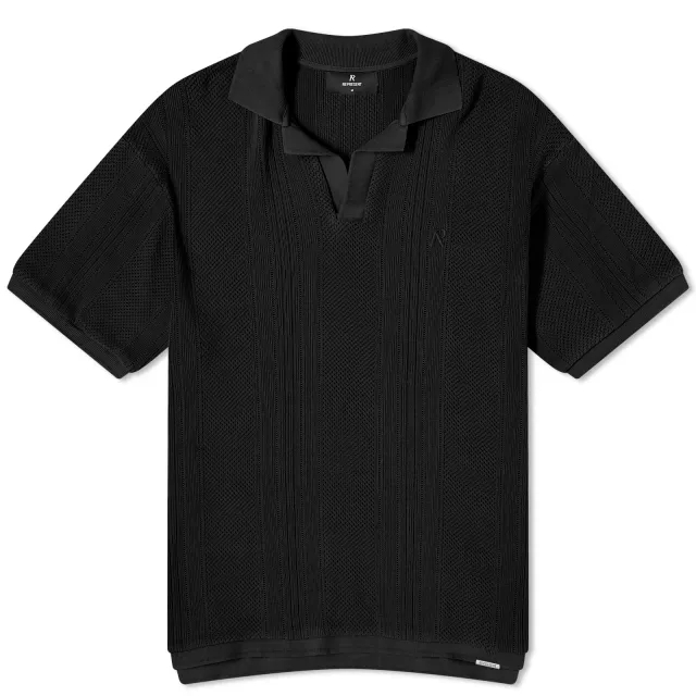 Represent Open Stitch Polo Black