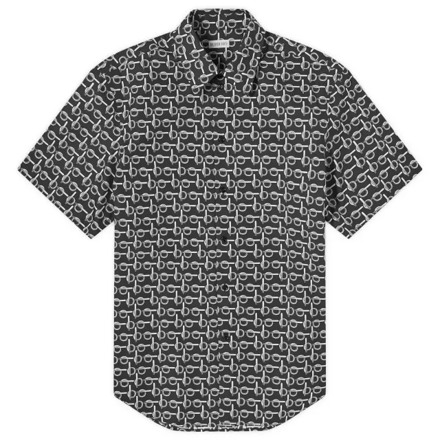Burberry Men's All Over Print Shirt Silver/Black
