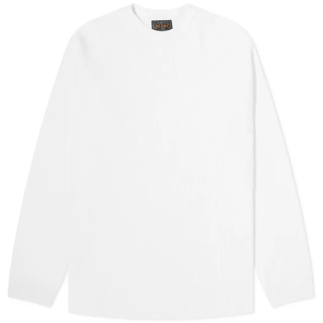 Beams Plus Men's Long Sleeve Thermal T-Shirt White