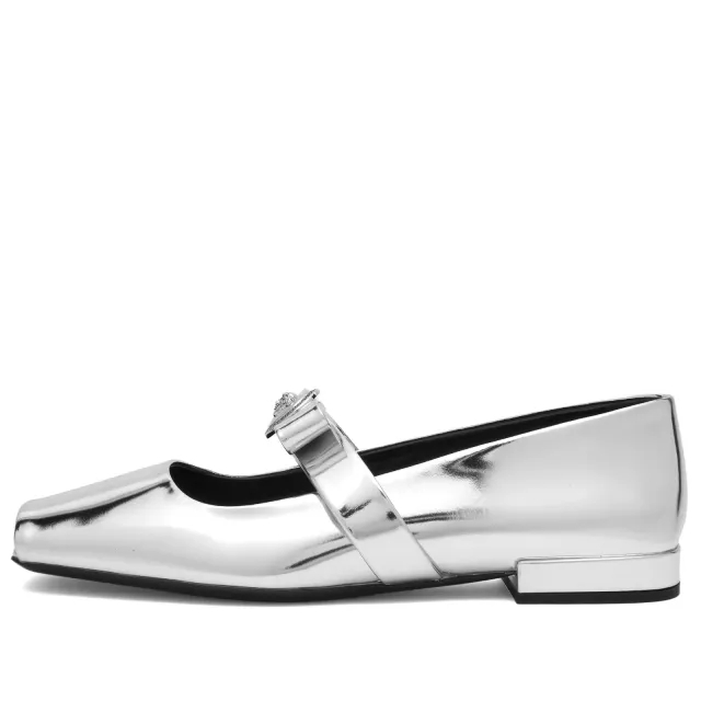 Versace Medusa Head Flat Shoes Silver Palladium