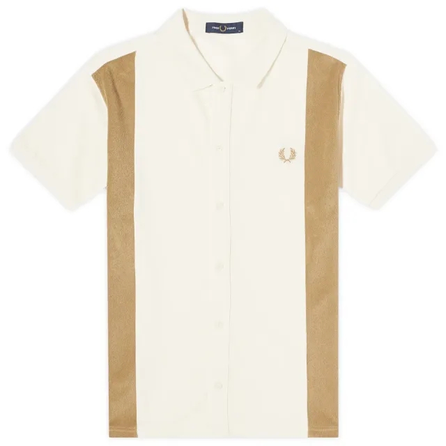 Fred Perry Men's Block Stripe Button Through Polo Ecru