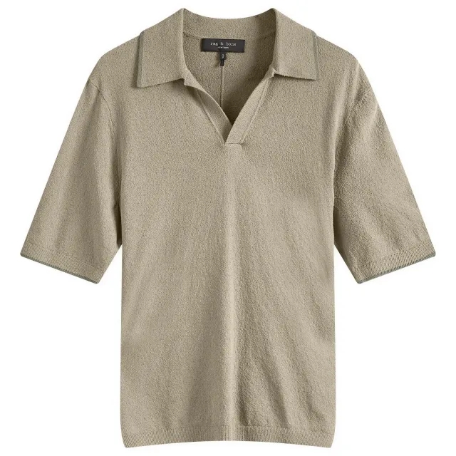 Rag & Bone Men's Johnny Towelling Polo Shirt Vetiver
