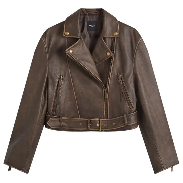Weekend by Max Mara Women's Leather Jacket Dark Bown