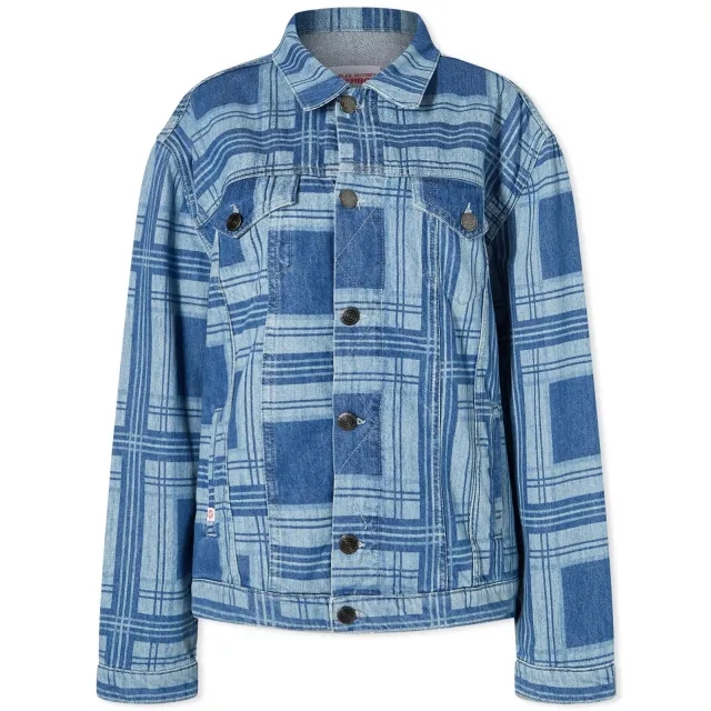 Charles Jeffrey Women's Oversized Denim Jacket Tartan Denim