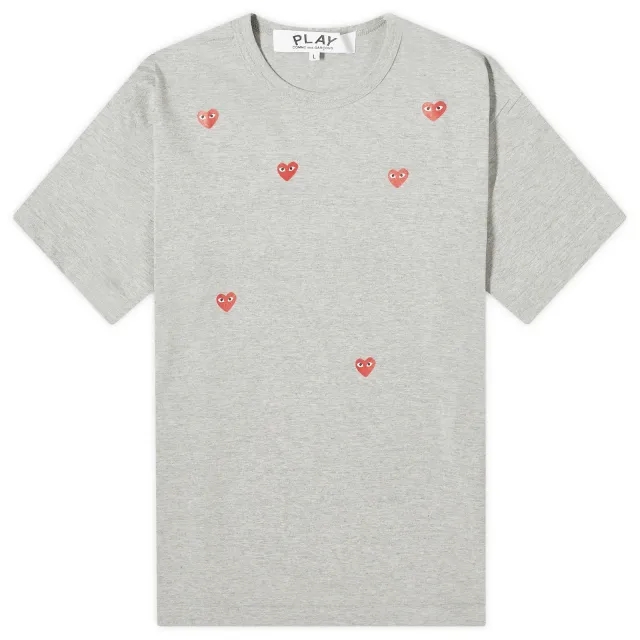 Comme des Garçons Play Men's Many Heart T-Shirt Grey