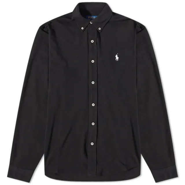 Polo Ralph Lauren Men's Pique Button Down Oxford Shirt Polo Black