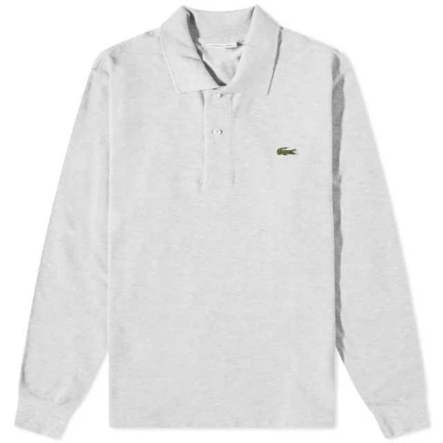 Lacoste Men's Long Sleeve Classic Pique Polo Silver Marl